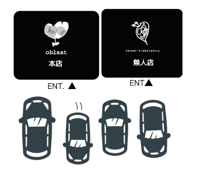 函館にある花屋 オブラート【oblaat】の駐車場案内図